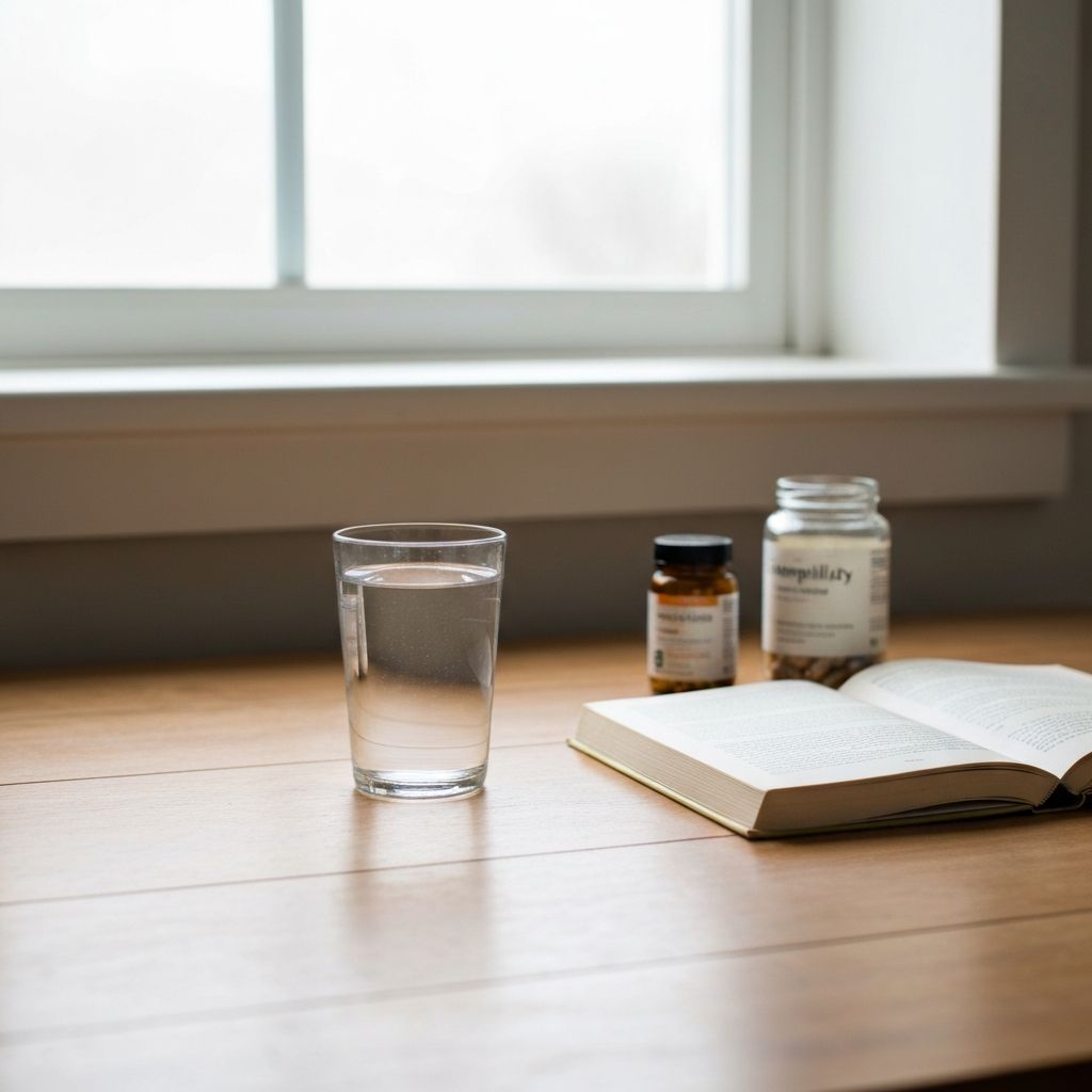 Single supplement jar with water glass on minimalist desk